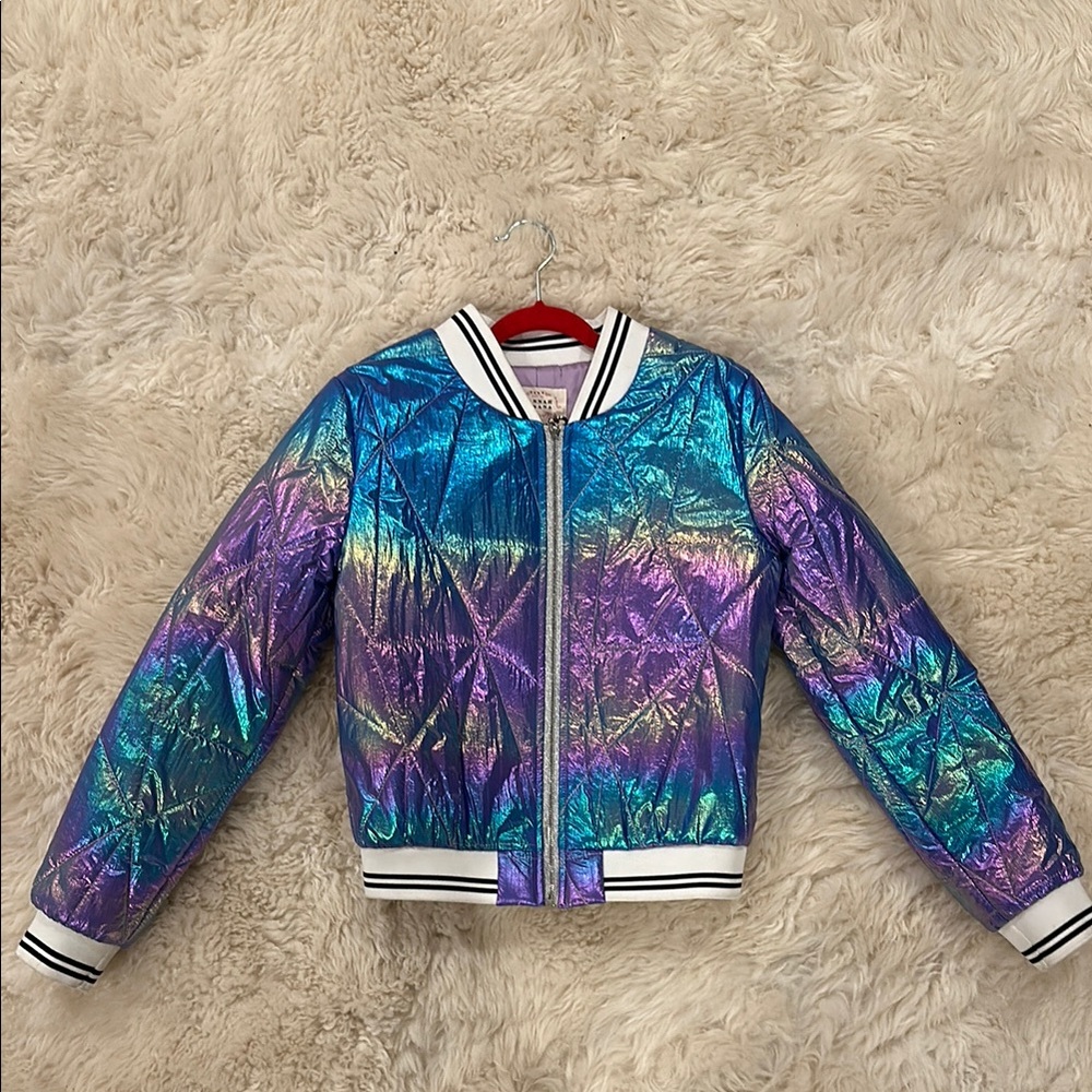 Hannah Banana Iridescent Kids Bomber Jacket - Size 10